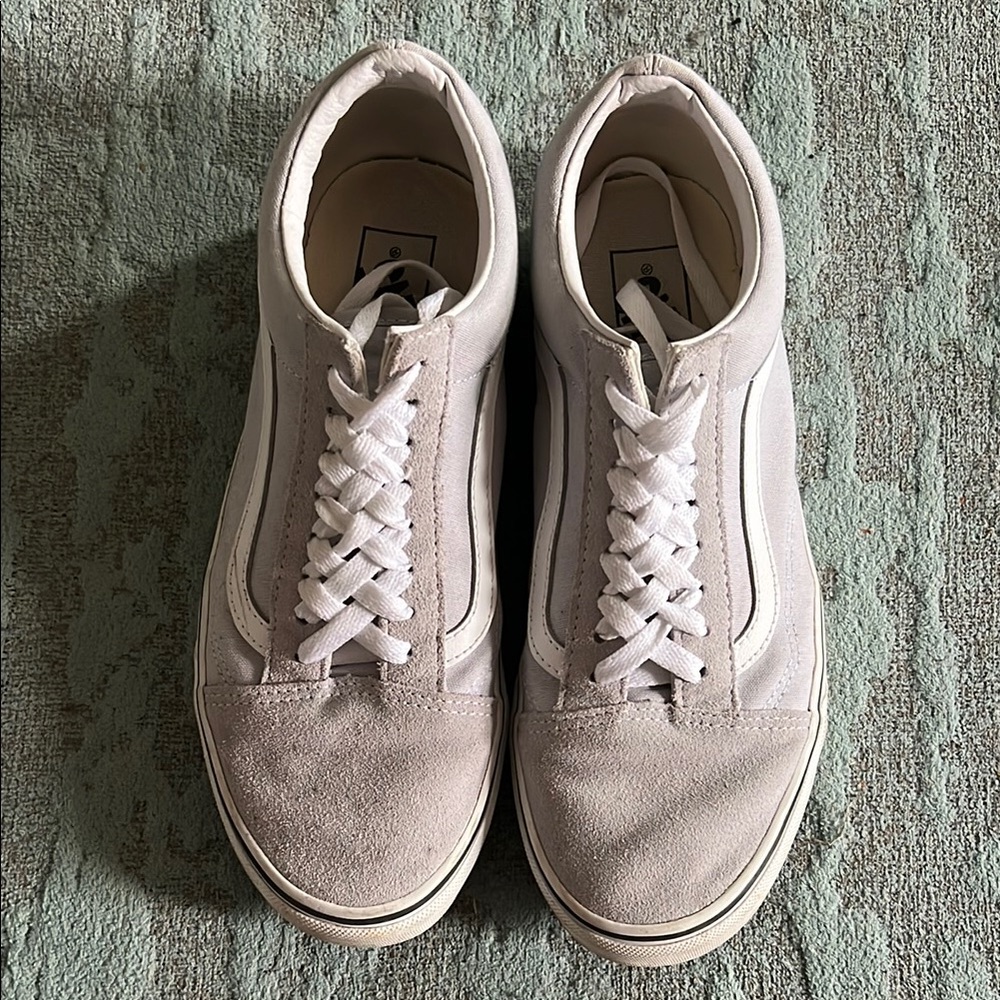 Vans White and Gray Sneakers Suede Canvas Low-Top